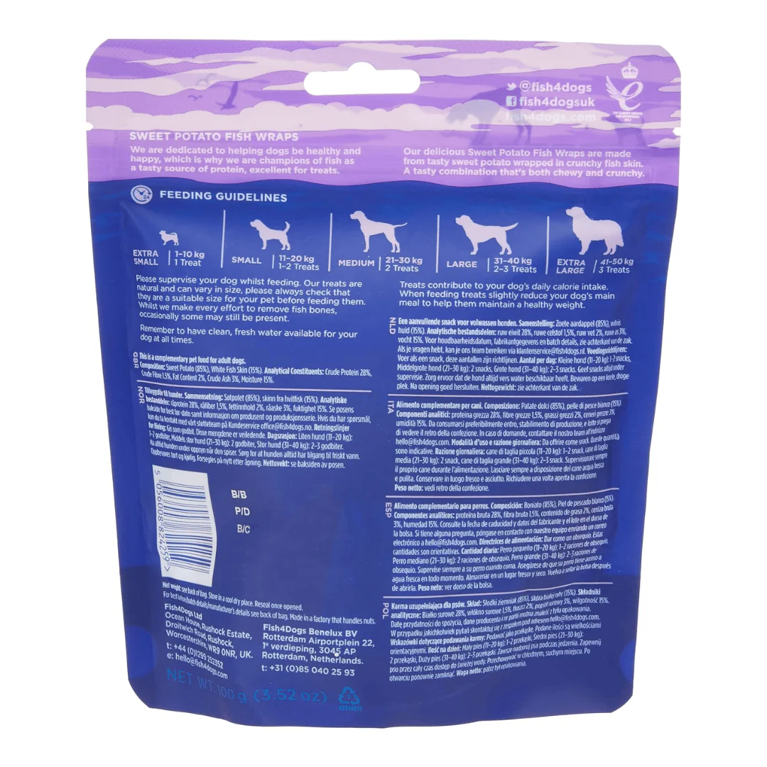 Fish 4 Dogs Sweet Potato Fish Wraps 100g - Image 4