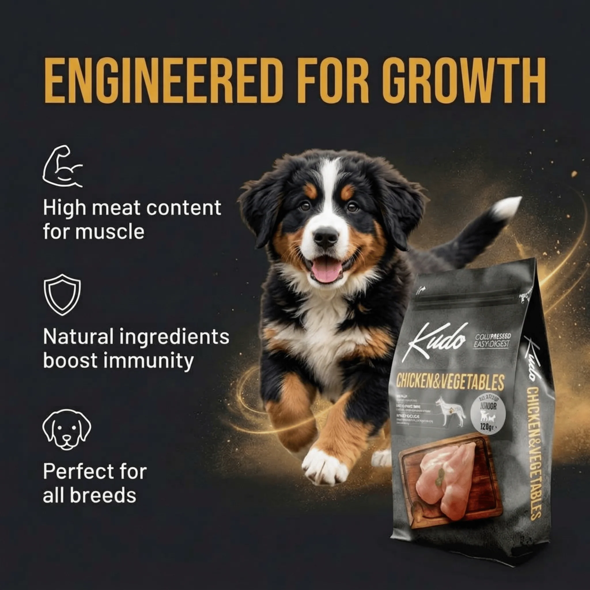 Kudo Chicken and Vegetable Puppy and Junior Cold Pressed Food - Image 6