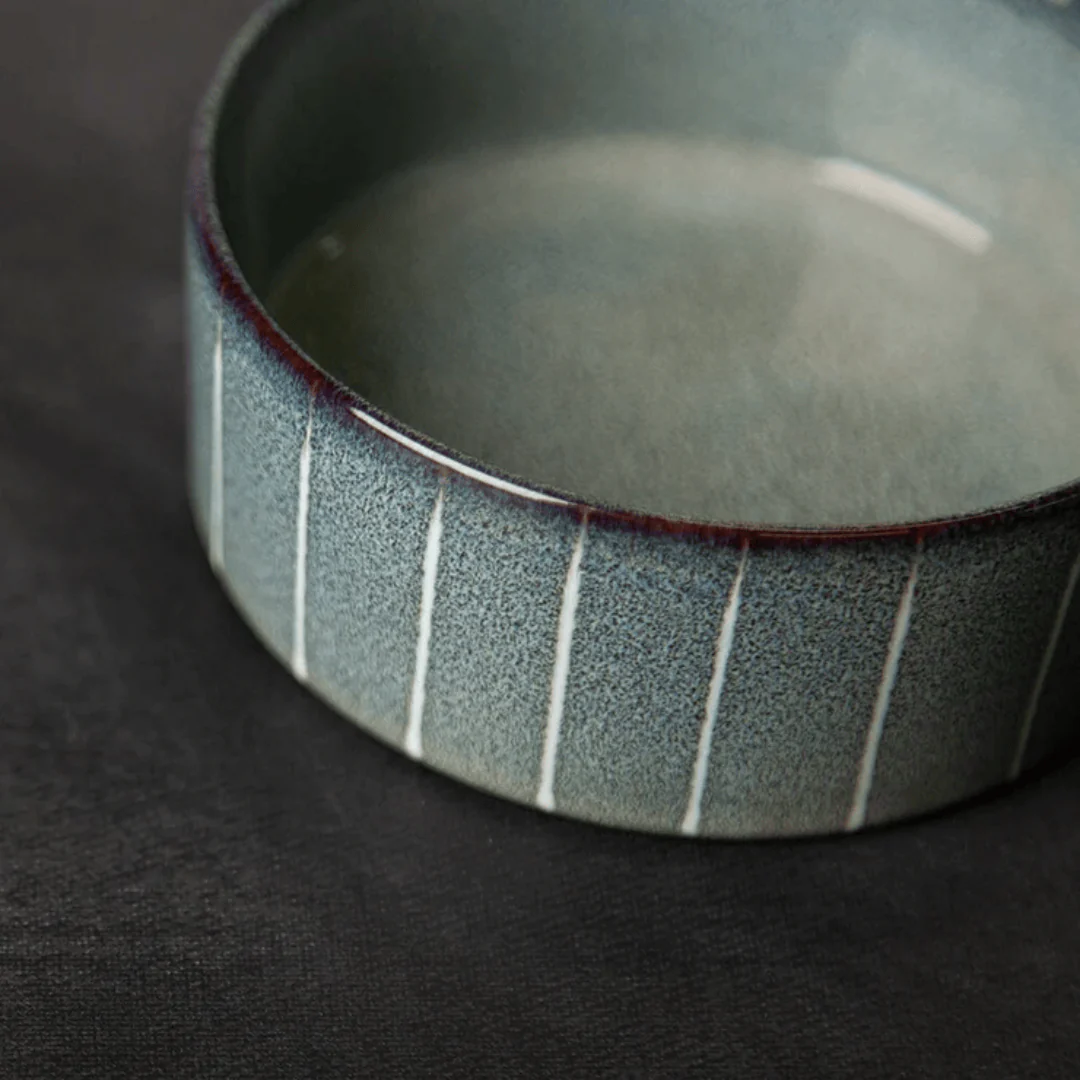 Scruffs Reactive Glaze Pet Bowl - Pinstripe Grey - Image 2