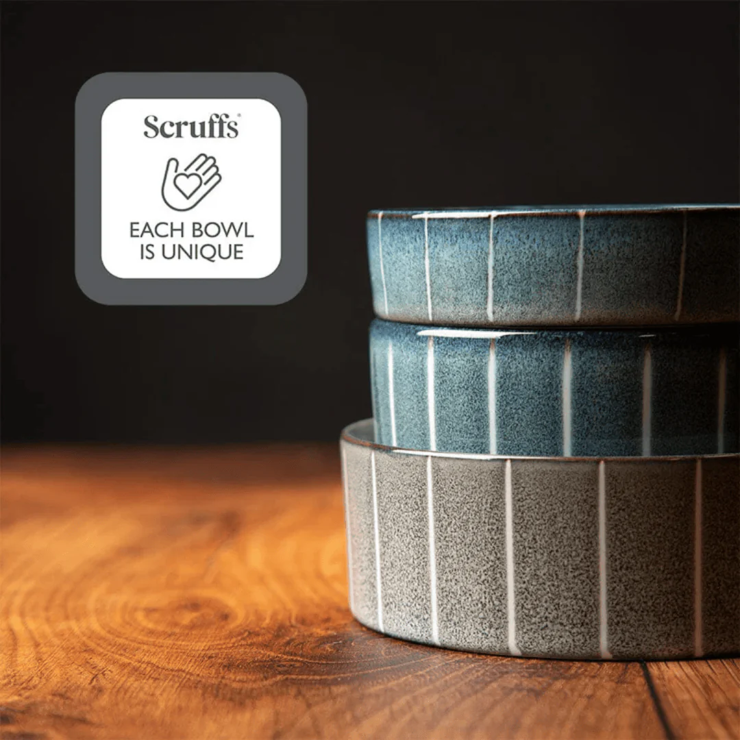 Scruffs Reactive Glaze Pet Bowl - Pinstripe Grey - Image 4
