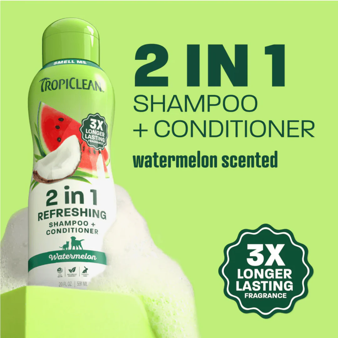 Tropiclean 2in1 Watermelon Shampoo & Conditioner for Pets 354ml - Image 2