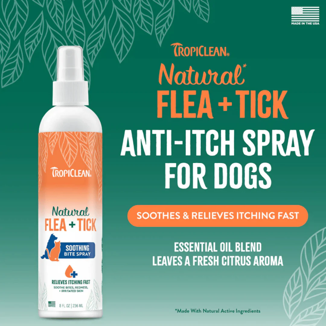 TropiClean Natural Flea + Tick Bite Relief Spray for Pets 236ml - Image 2