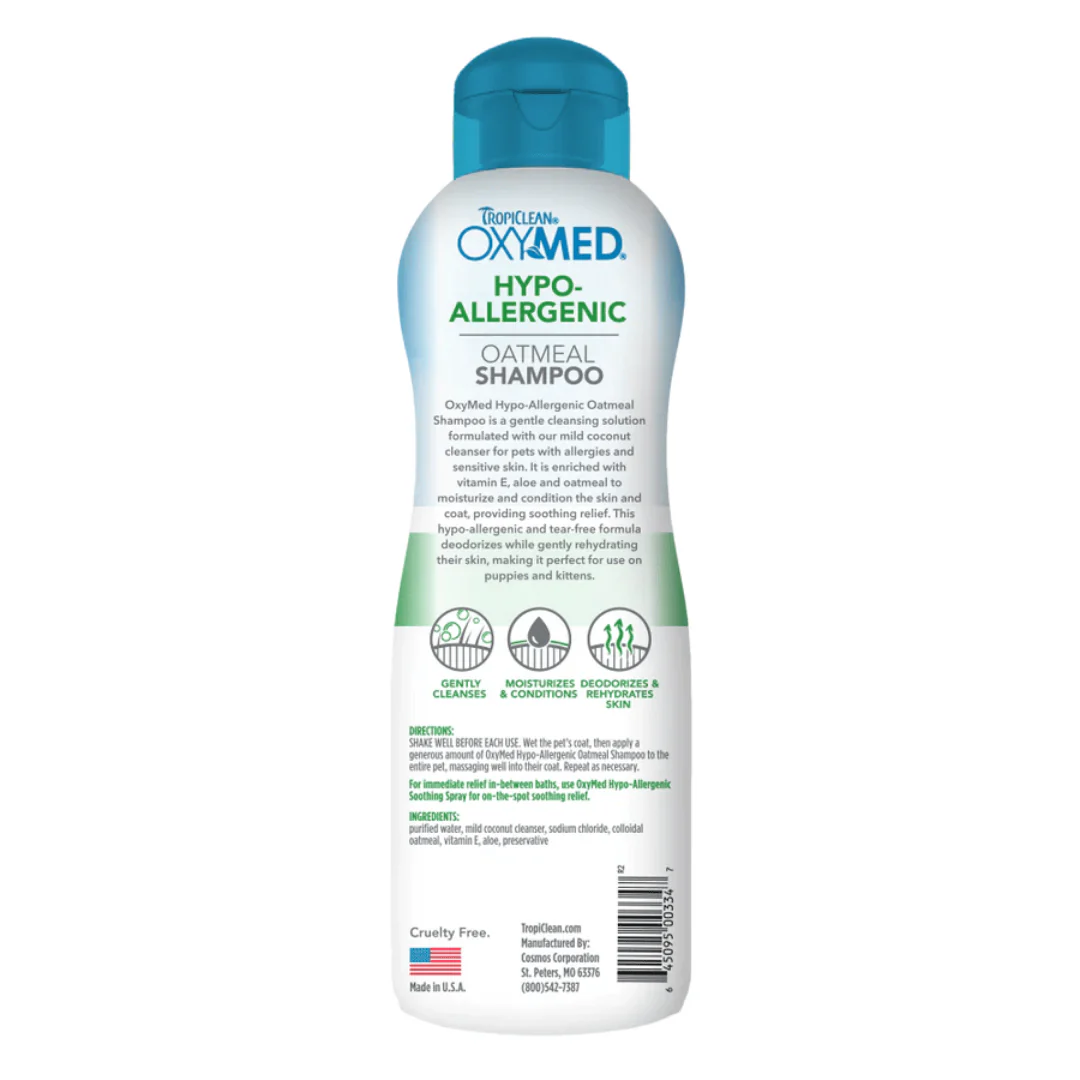 TropiClean OxyMed Hypoallergenic Oatmeal Shampoo for Pets 591ml - Image 4